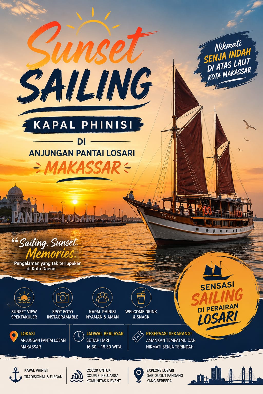 Sunset Sailing Kapal Phinisi Losari